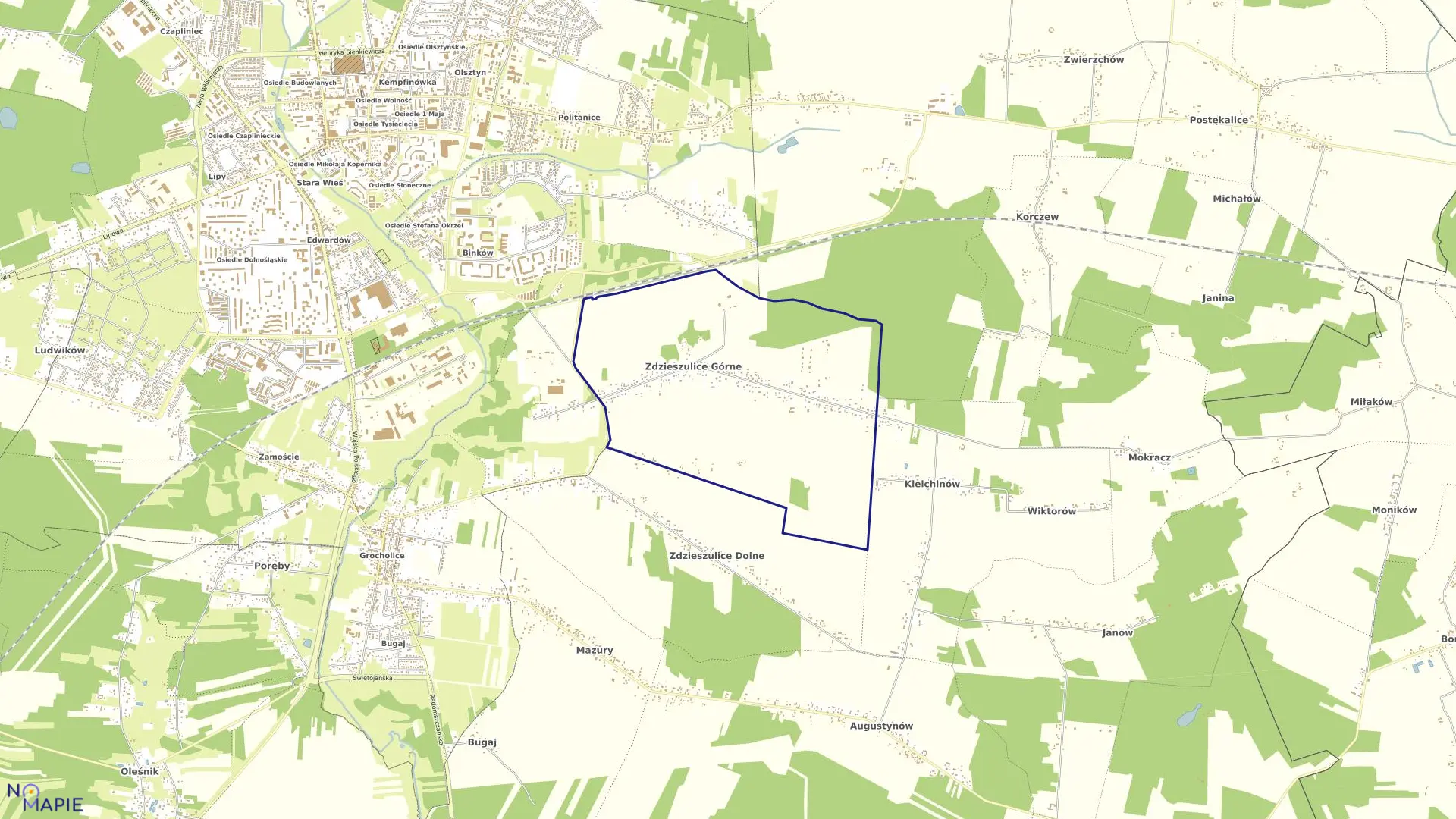 Mapa obrębu ZDZIESZULICE GÓRNE w gminie Bełchatów